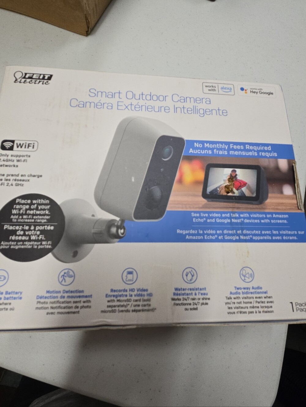 Feit Security Camera, 1080p HD, Outdoor, Battery Powered, WiFi Smart Home New.